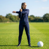 Women's tracksuit top in polyester with quarter zip and stand-up collar