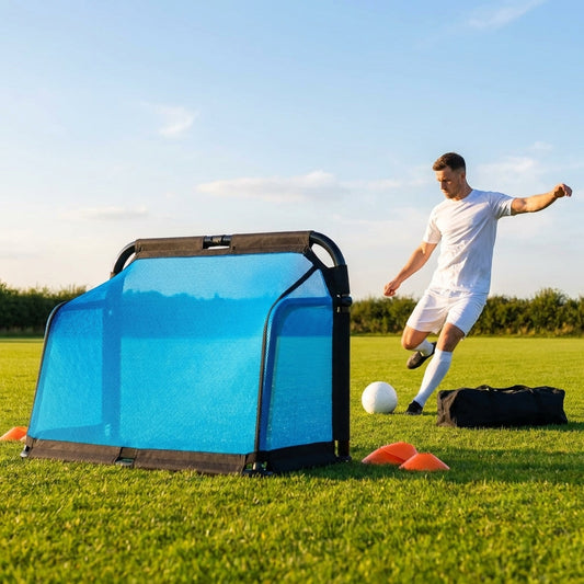 Beach football goal with fluorescent net and aluminium frame