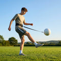 Football kick trainer with adjustable neoprene belt and training ball
