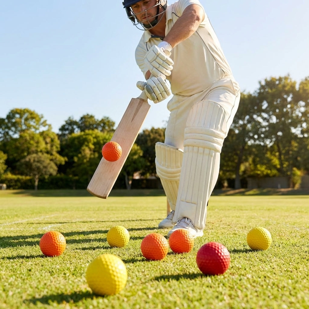 Mixed pack of 6 cricket training balls, ideal for indoor and outdoor use