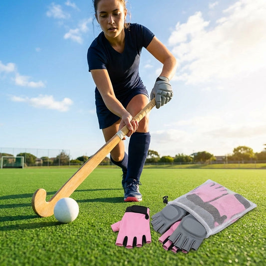 Hockey gloves available in XS to L, made from neoprene with PE knuckle protection, ideal for indoor and outdoor use - product detail