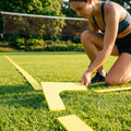 Badminton court lines in vibrant yellow for indoor and outdoor use