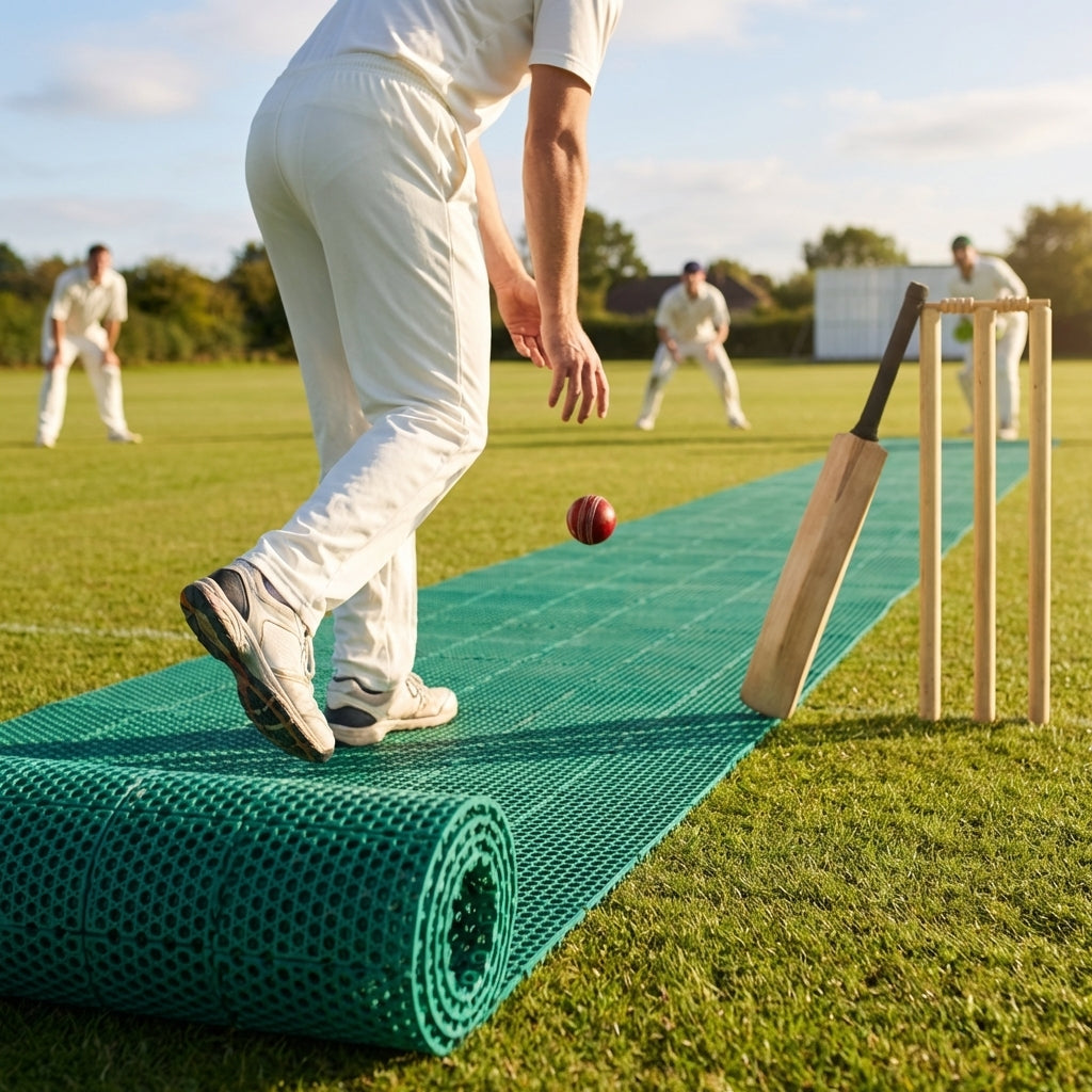 Portable Cricket Pitch Mat in Green for Indoor/Outdoor Use