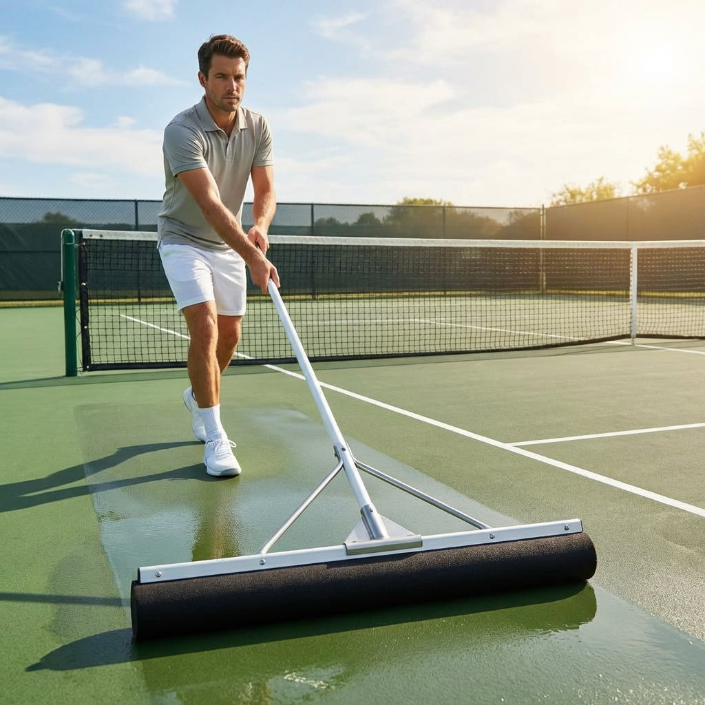 Baseball field squeegee with black PU foam roller