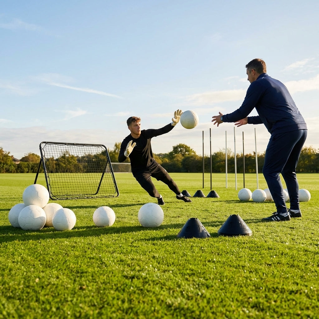 Weighted football in black and white, perfect for goalkeeper training