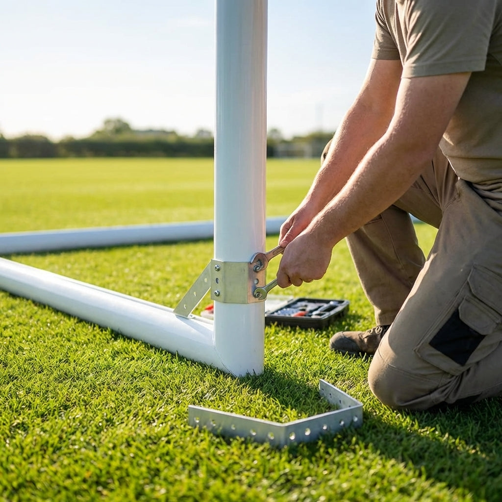 Durable aluminium corner bracket for football goals