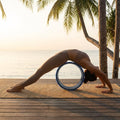 Blue yoga wheel for stretching and backbends