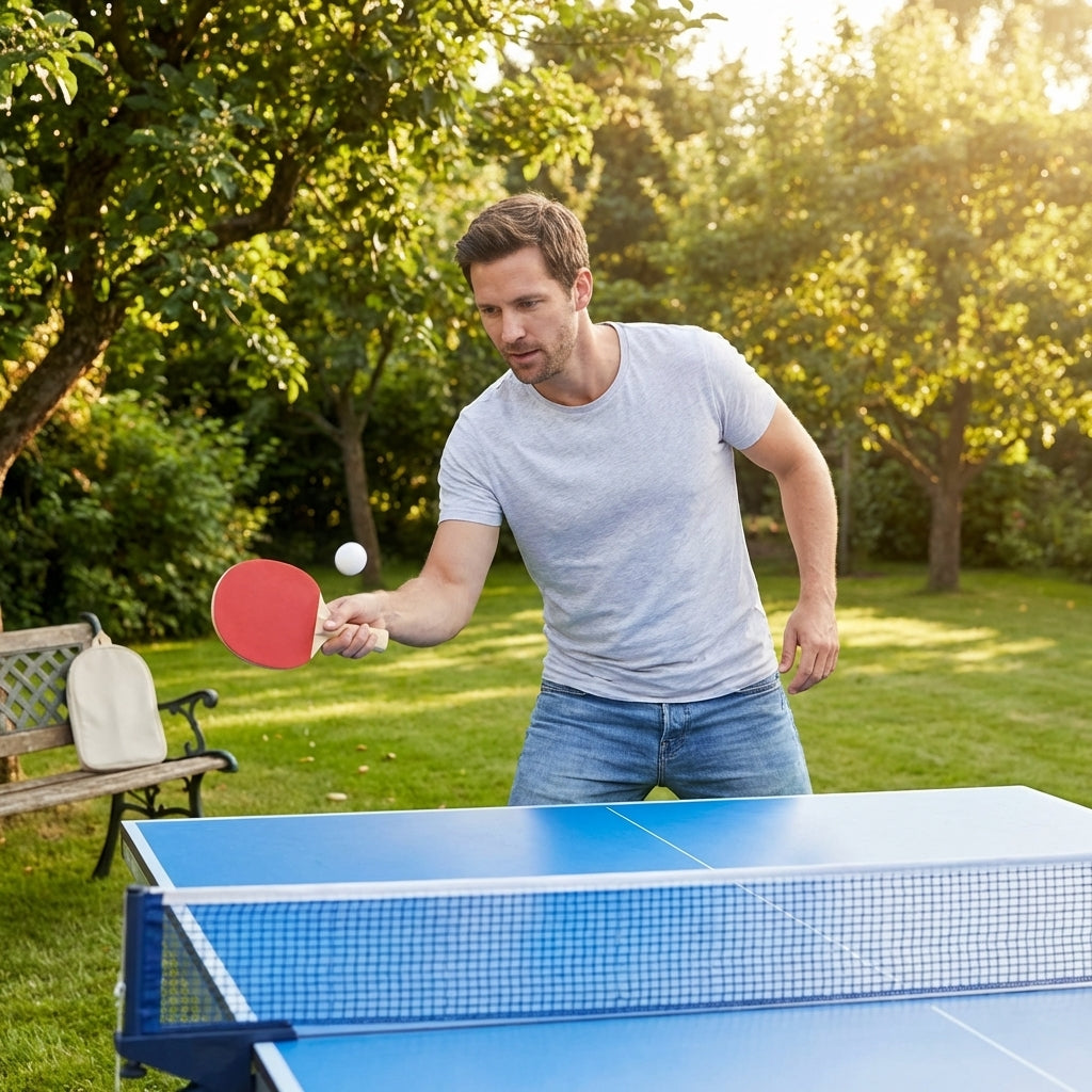 Standard table tennis bat with wood and rubber for indoor sports