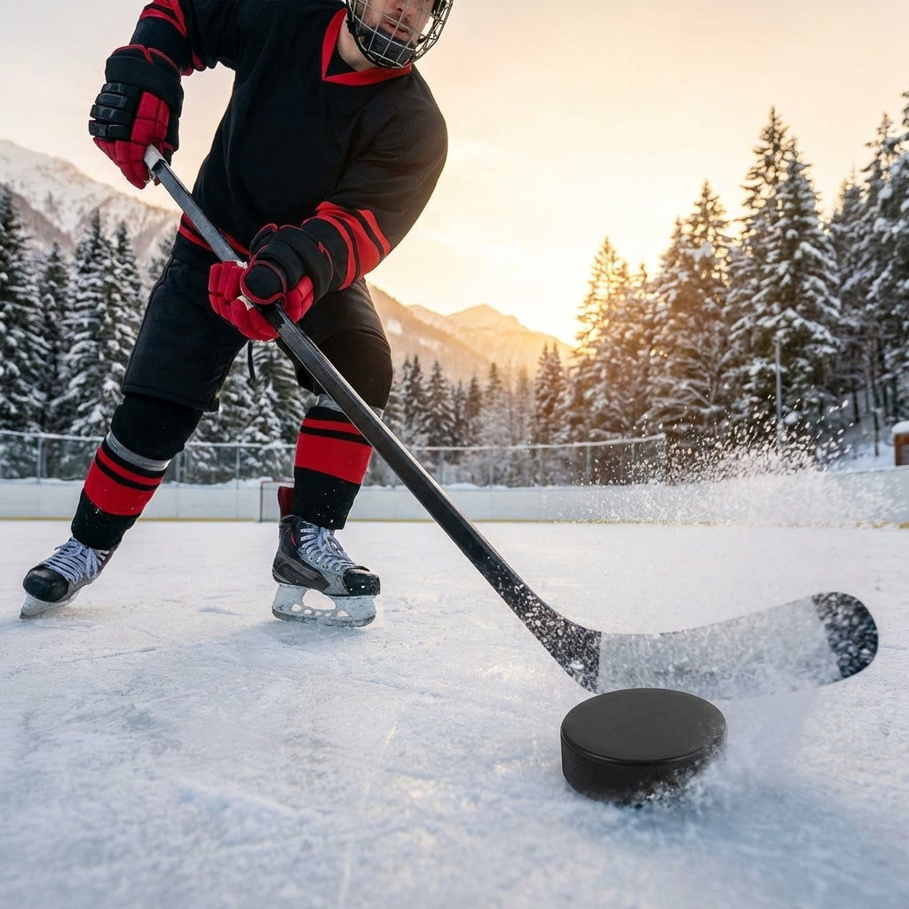 Matte black ice hockey puck made of vulcanised rubber for practice and competitive matches - product detail