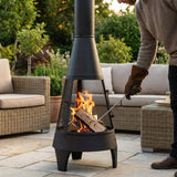 Outdoor Chiminea Fire Pit made of Black Powder-Coated Steel