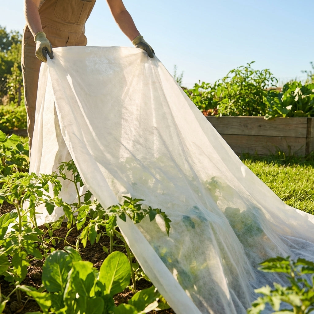 Garden fleece for plant protection in white colour