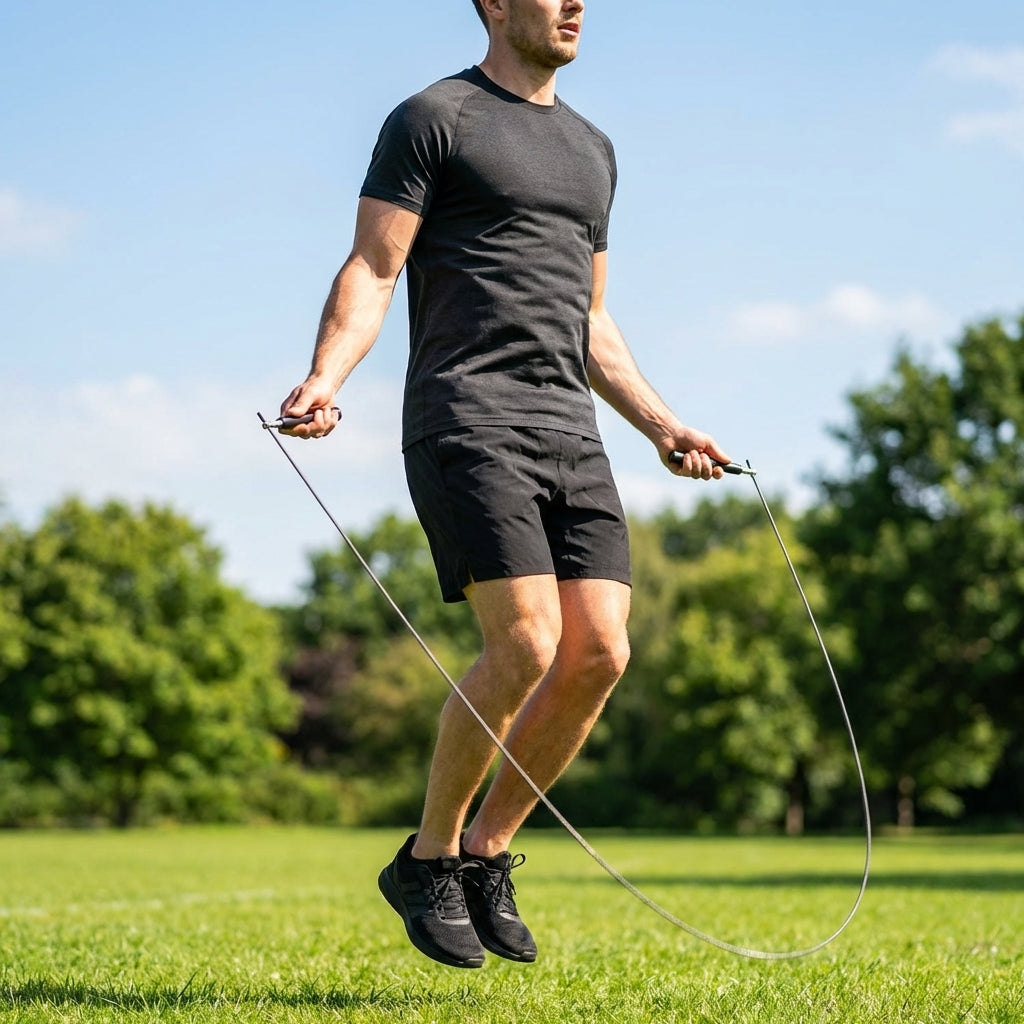 Black Speed Skipping Rope with Steel Wire and PVC Coating