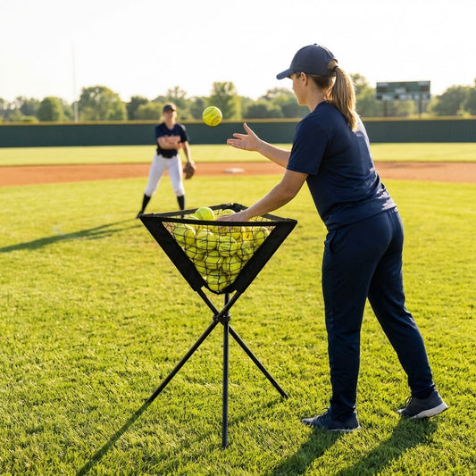 Portable pop-up ball caddy with 60 ball capacity for sports training