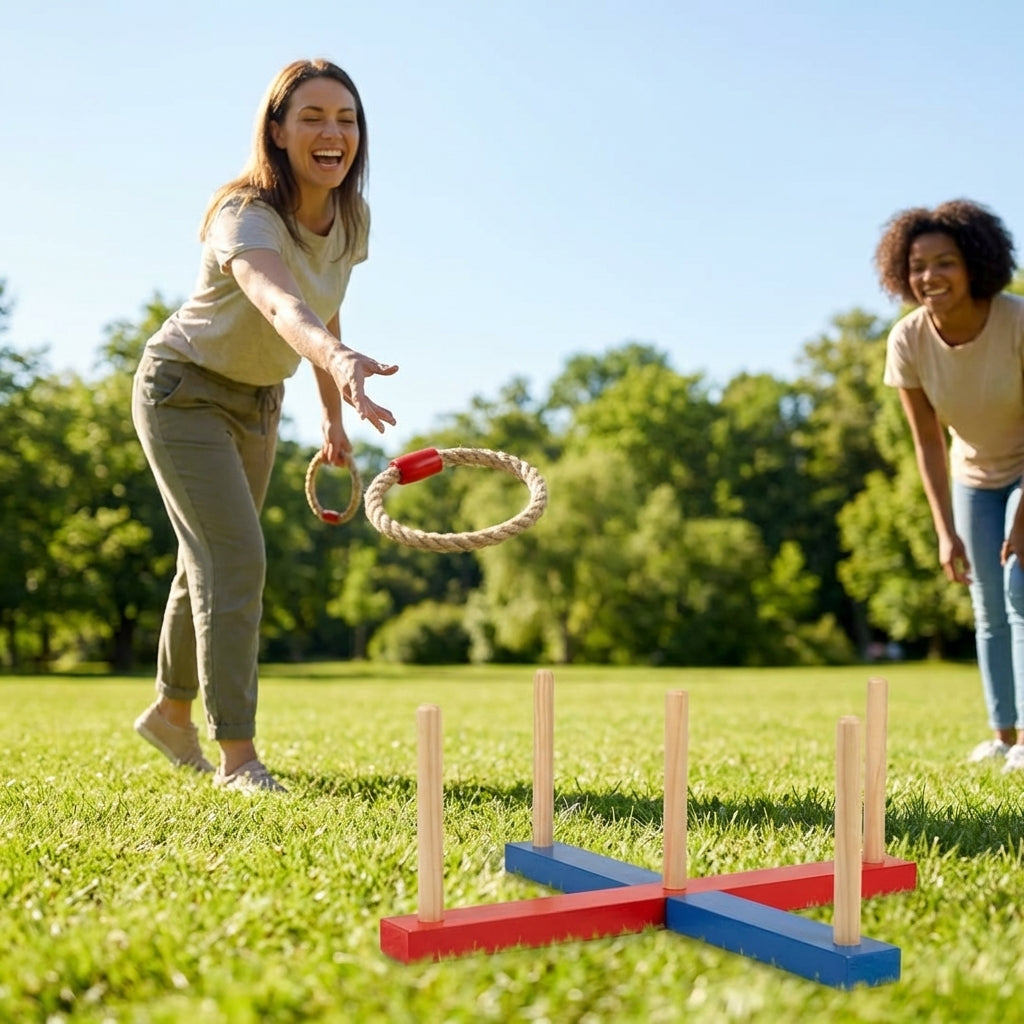 Scoop Ball Game Set with durable plastic scoops and balls for outdoor play