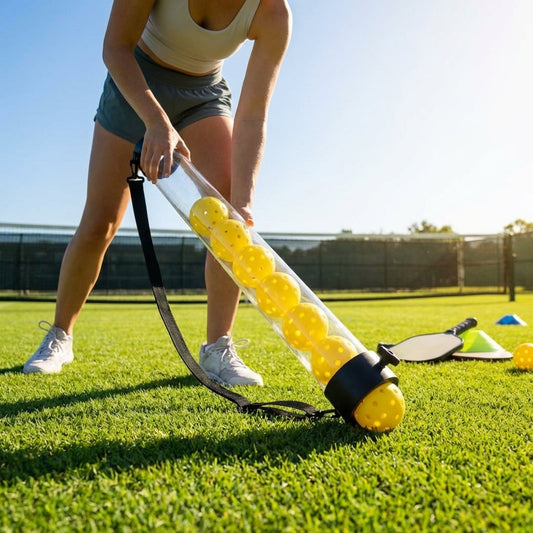 Pickleball pick-up tube with 13 ball capacity for court clean-up