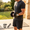 Adjustable dumbbell set with metal handles and cast iron plates - product detail