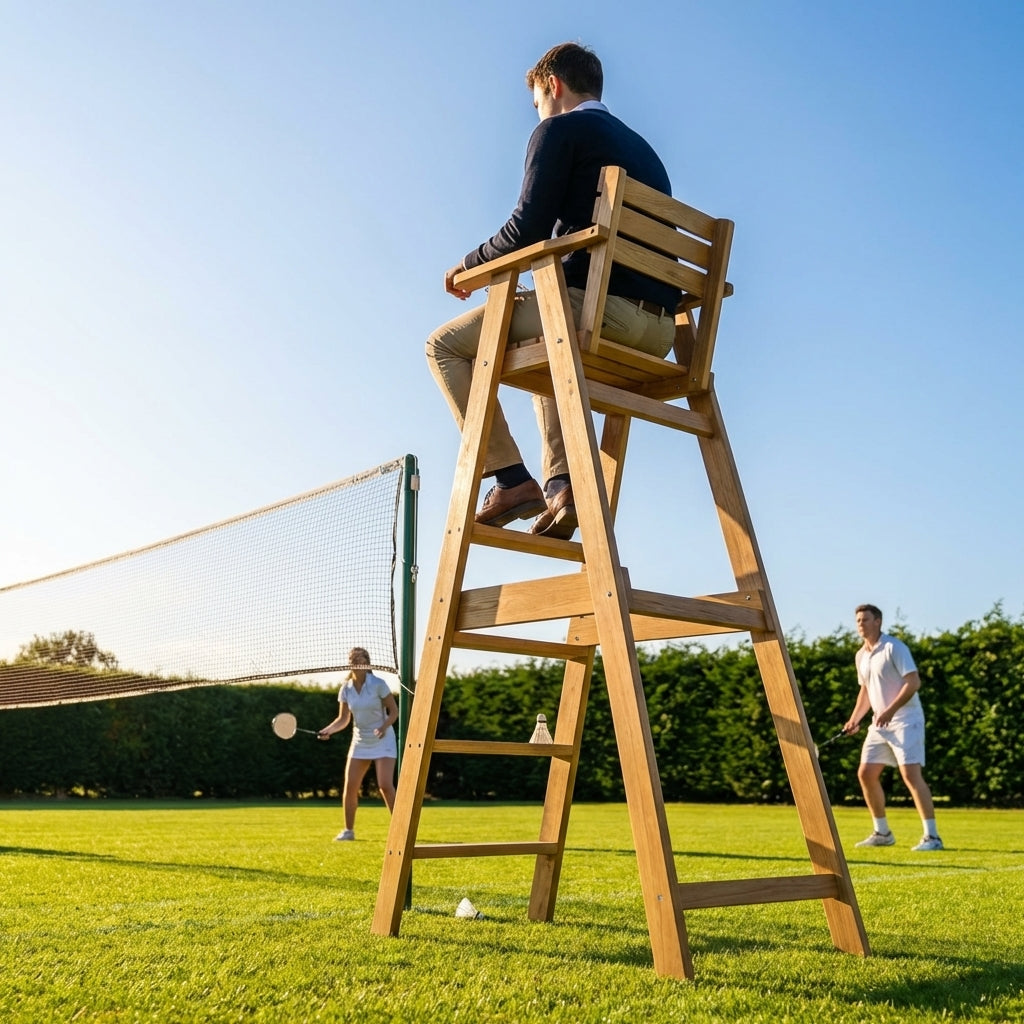 Wooden Badminton Umpires Chair in traditional green for competitive use
