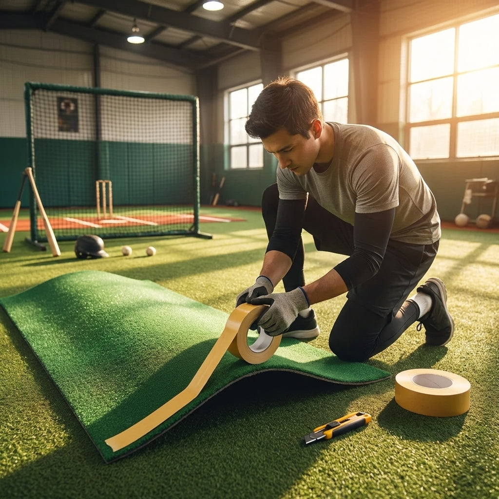 Double sided tape for securing baseball mats with heavy duty adhesive