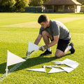 White cricket boundary marker flags made from durable plastic