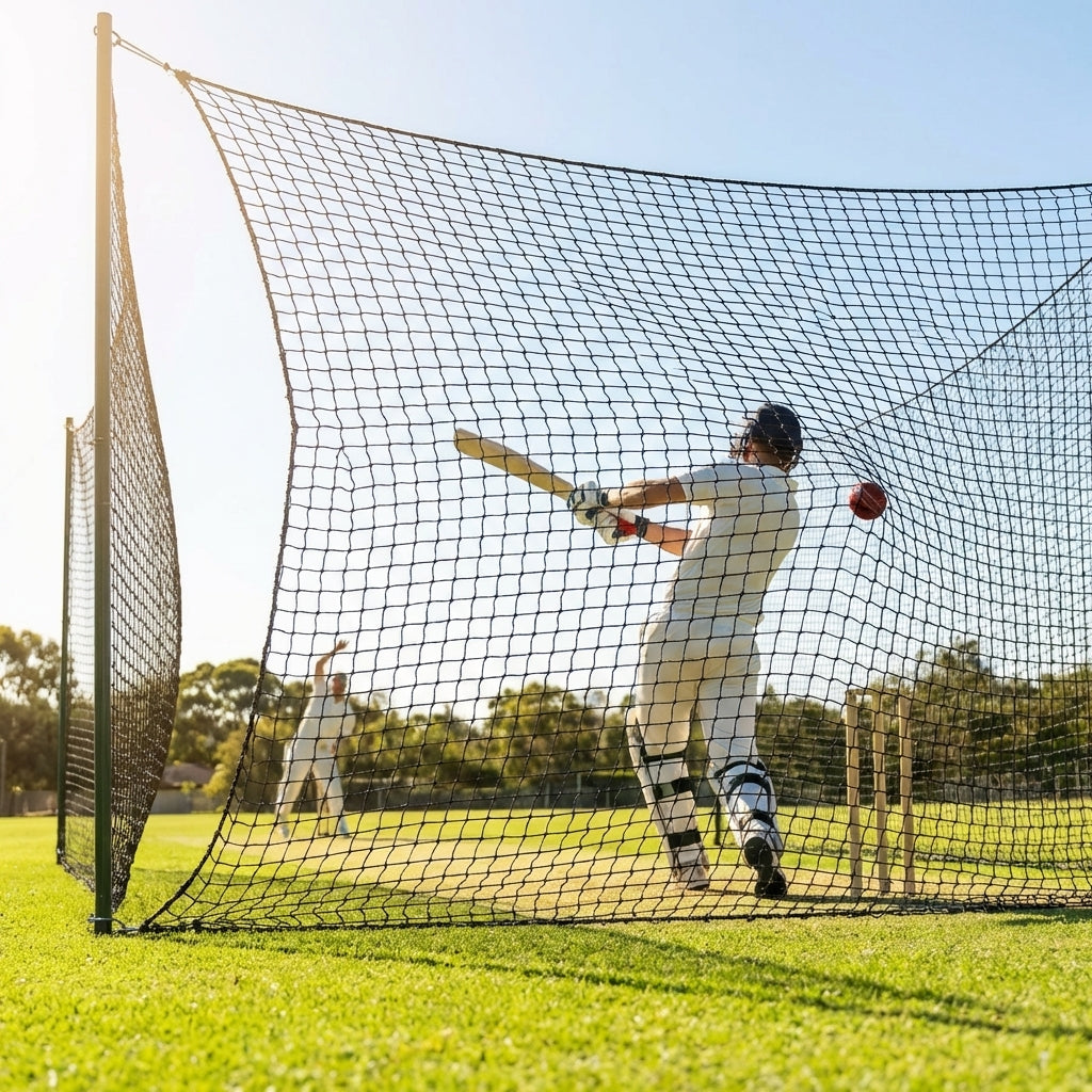 Cricket netting made of high-density polypropylene in black colour