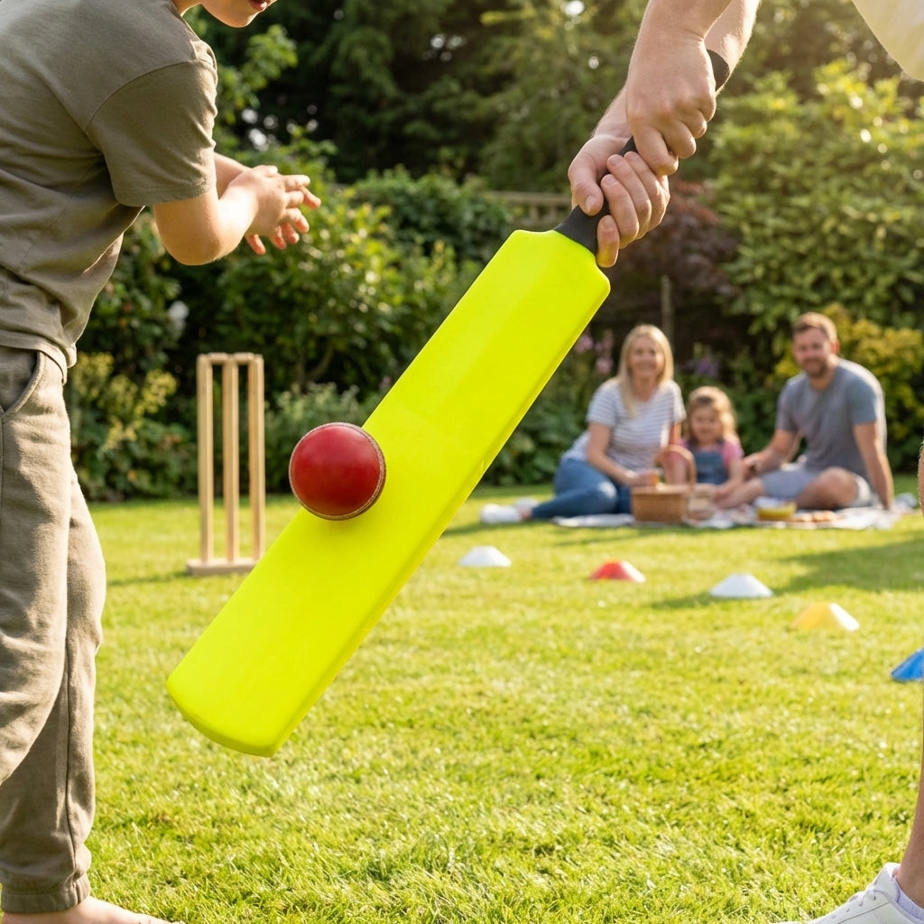 Garden Cricket Bat in Fluro Yellow for family use
