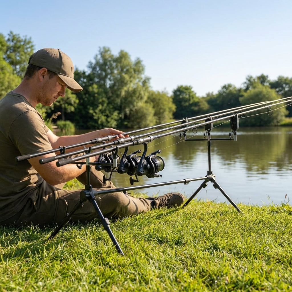 Aluminium Carp Fishing Rod Pod with adjustable legs and buzzer bars