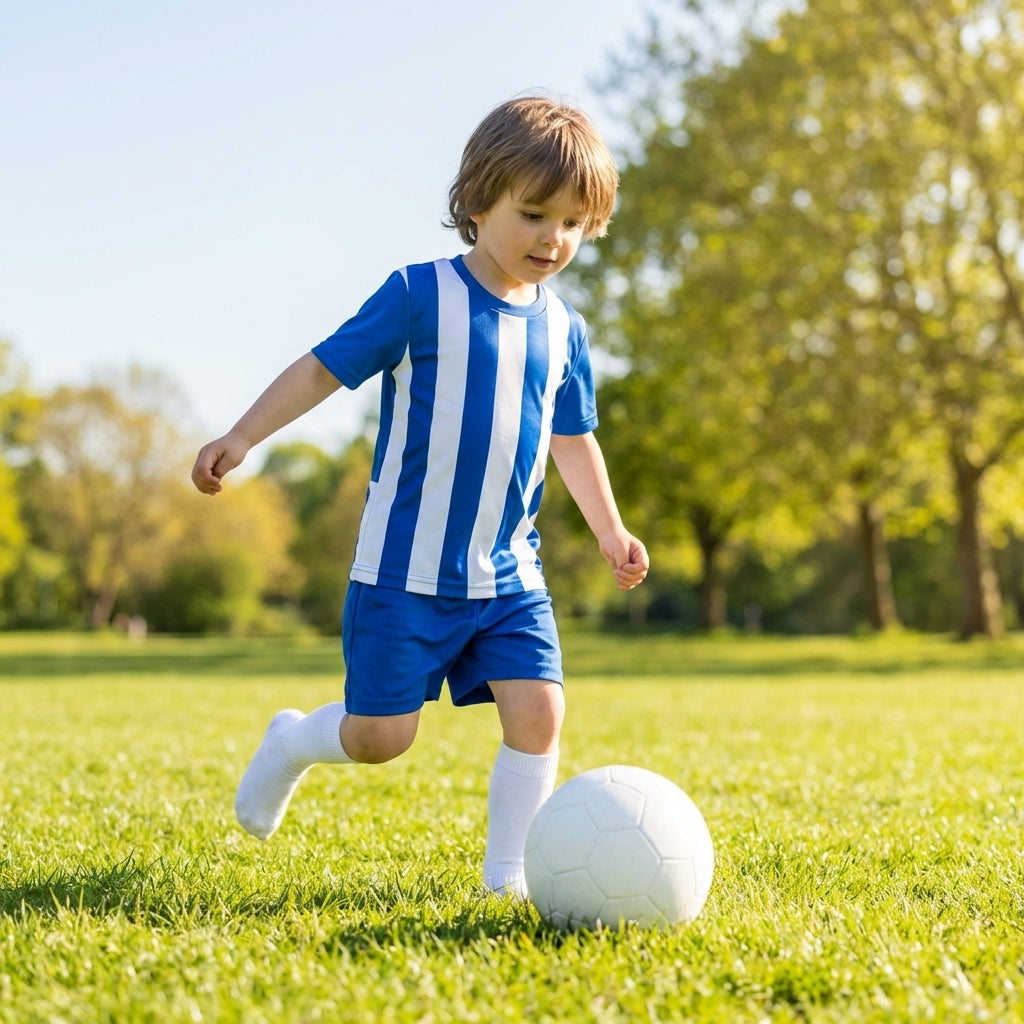 Kids striped short sleeve football shirt, perfect for sports