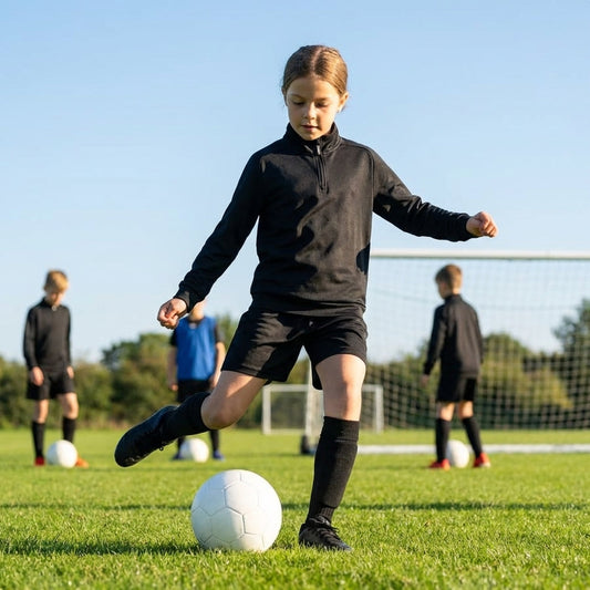 Junior black quarter-zip top in polyester for sportswear