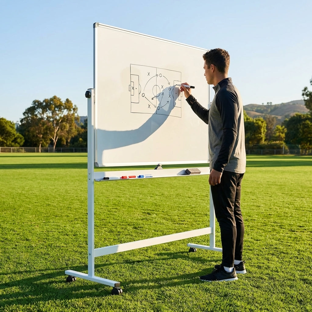 Mobile whiteboard with aluminium frame and 360° wheels
