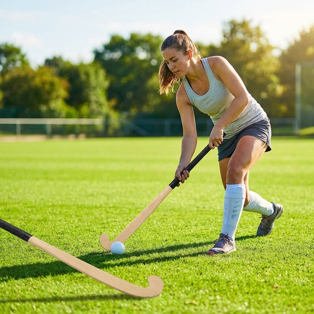 Wood and Fibreglass Hockey Stick with Mulberry Wood