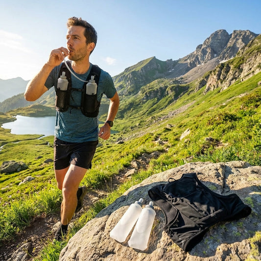 Running hydration vest with adjustable straps and storage pockets - product detail