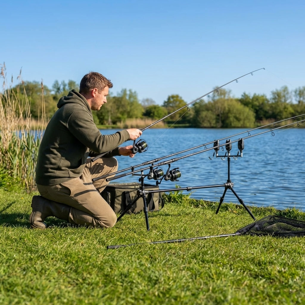 Aluminium Carp Fishing Rod Pod with adjustable legs and buzzer bars - product detail