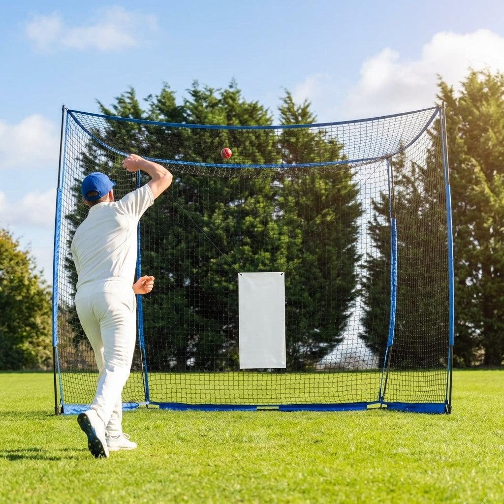 Cricket hanging wicket target with durable netting for bowling practice