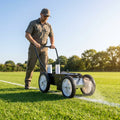 Aerosol line marking machine with adjustable spray width and durable metal frame