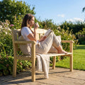 Wooden garden bench with natural finish, ideal for outdoor seating - product detail