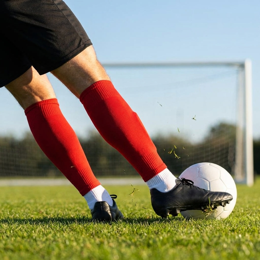 Football socks in various sizes and colours for players