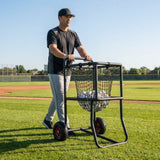 Baseball ball carry cart with steel frame and mesh netting