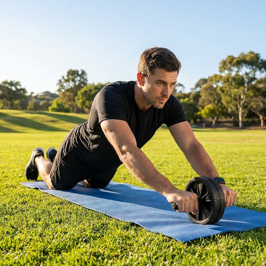 Ab exercise wheel with EVA foam handles and rubber wheel