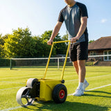 Tennis Court Line Marker with yellow steel tank and rubber wheel