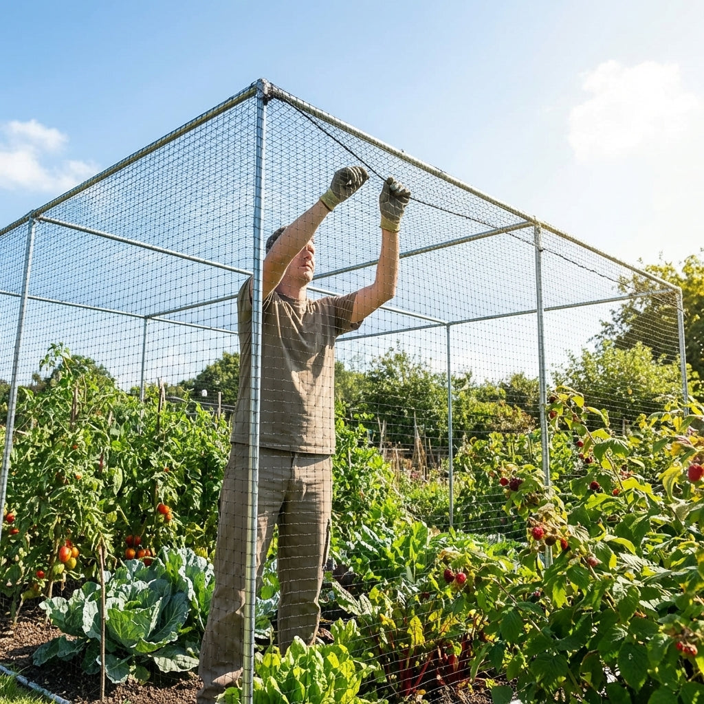 Fruit cage netting for garden protection in multiple sizes
