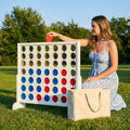 Giant Connect 4 Game in white, made of pine wood, with colourful coins - product detail