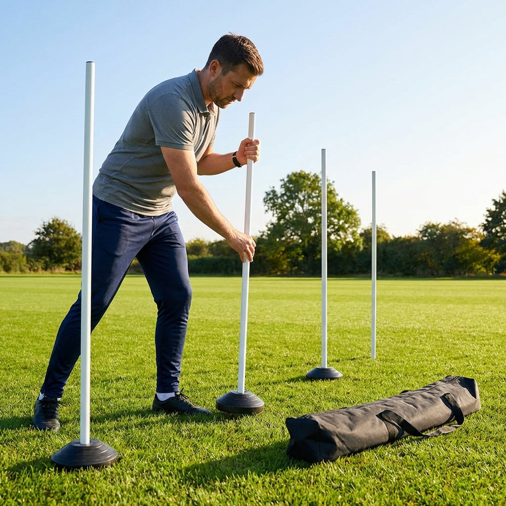 4.5ft white boundary poles for sports training - product detail