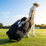 Wheeled cricket team kit bag in black for easy sports equipment transport - product detail