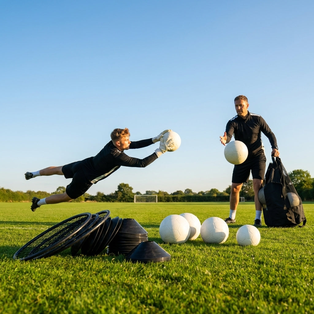 Weighted football in black and white, perfect for goalkeeper training - product detail