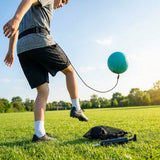 Football kick trainer with adjustable neoprene belt and training ball - product detail