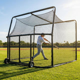 Portable baseball batting cage with galvanised steel frame
