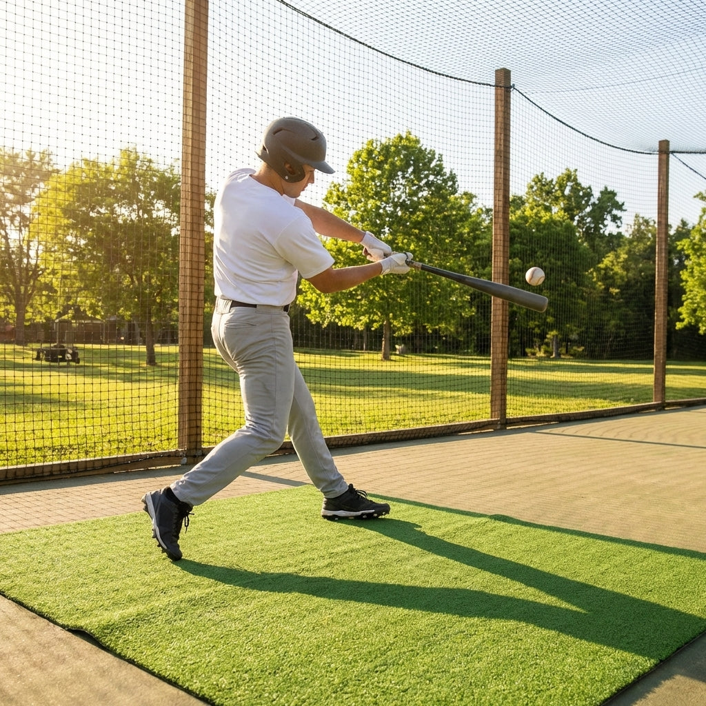 Baseball cage matting made from durable PVC for sports use