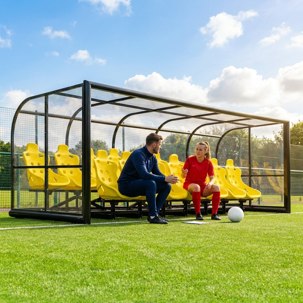 Aluminium team shelter with 16/22 seats for sports venues