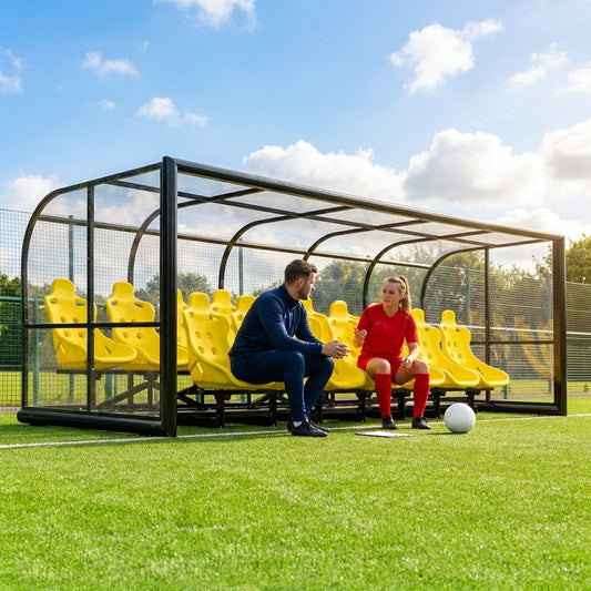Aluminium team shelter with 16/22 seats for sports venues