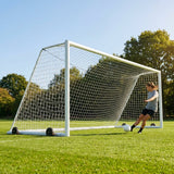 Freestanding stadium football goal with aluminium frame and box net - product detail